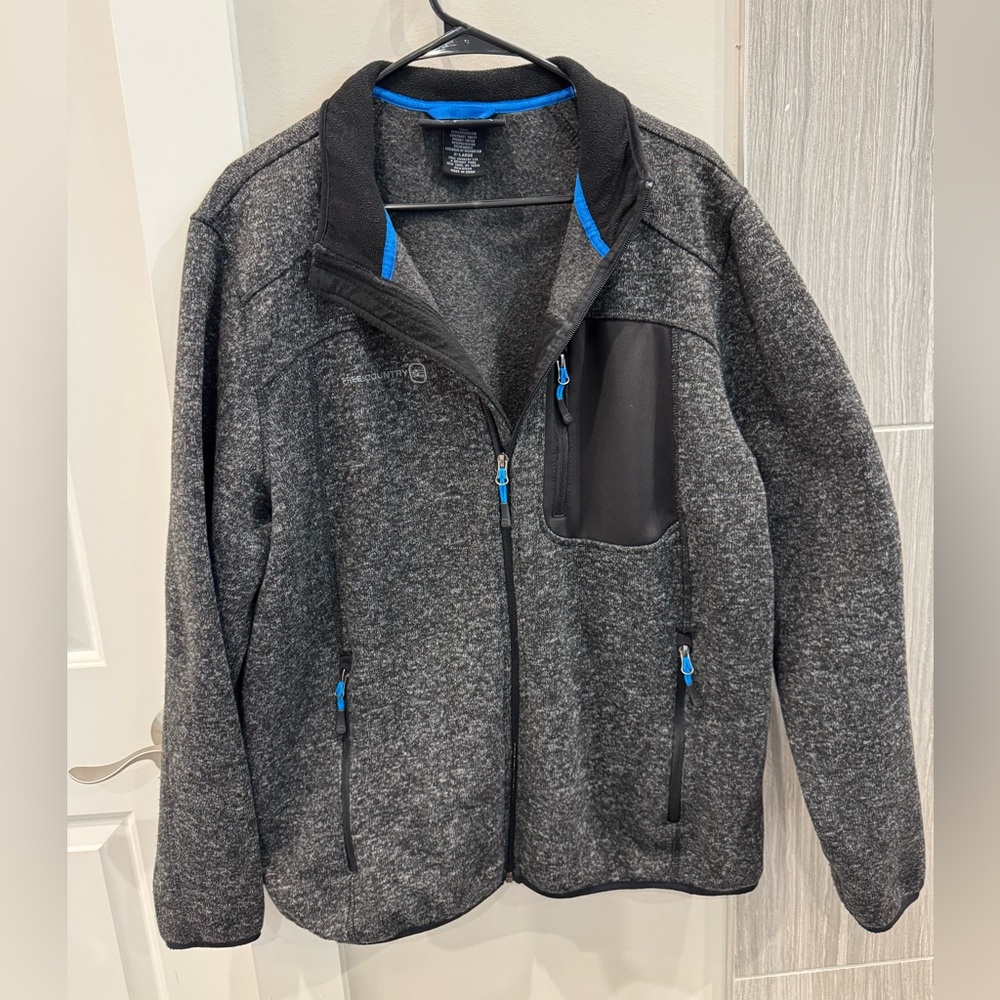 Free Country Performance Fleece Jacket XL Gray Full Zip Outdoor